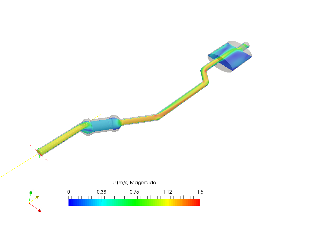 Catalytic Converter Flow Simulation with Porous Media image