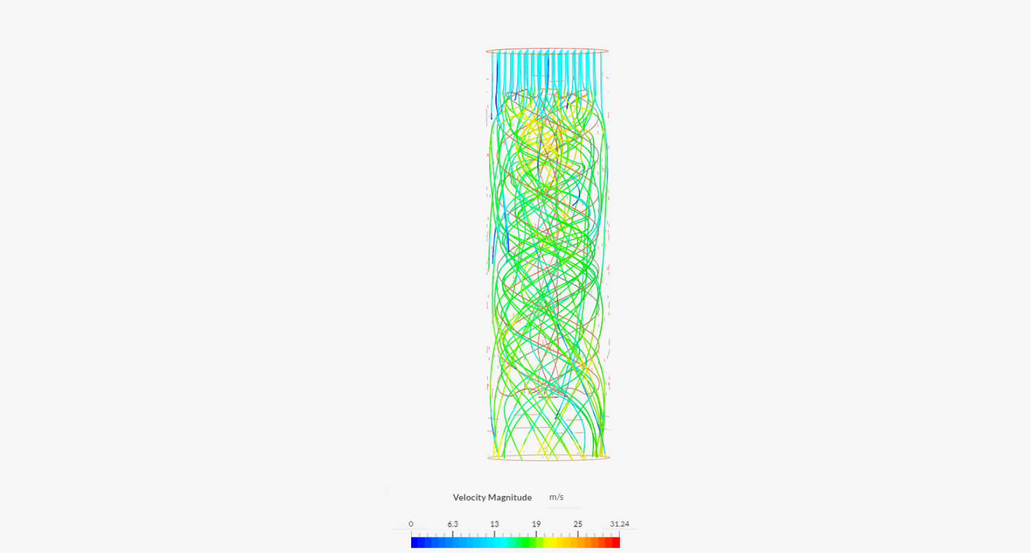 Incompressible Fluid flow simulation of Archimedes Screw Turbine. image