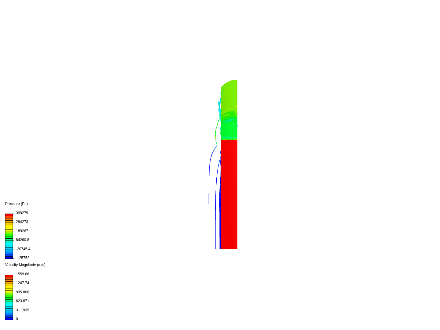 side angle study of simplified port at 10 down angle-CFD image