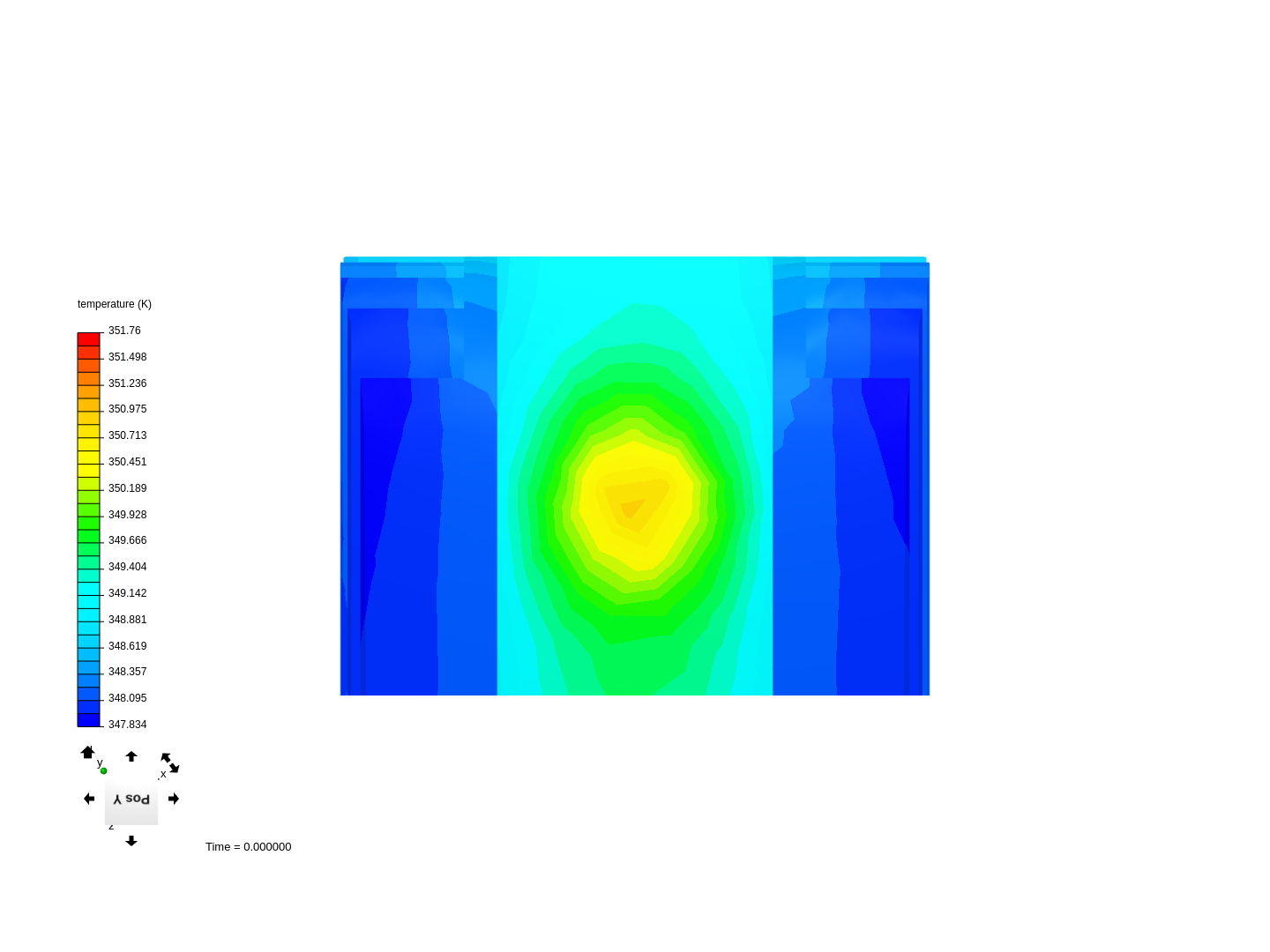test dissipateur final V1 coupure horizontale convection réelle une face only Conv 12, temp 50, cond 1e5 image