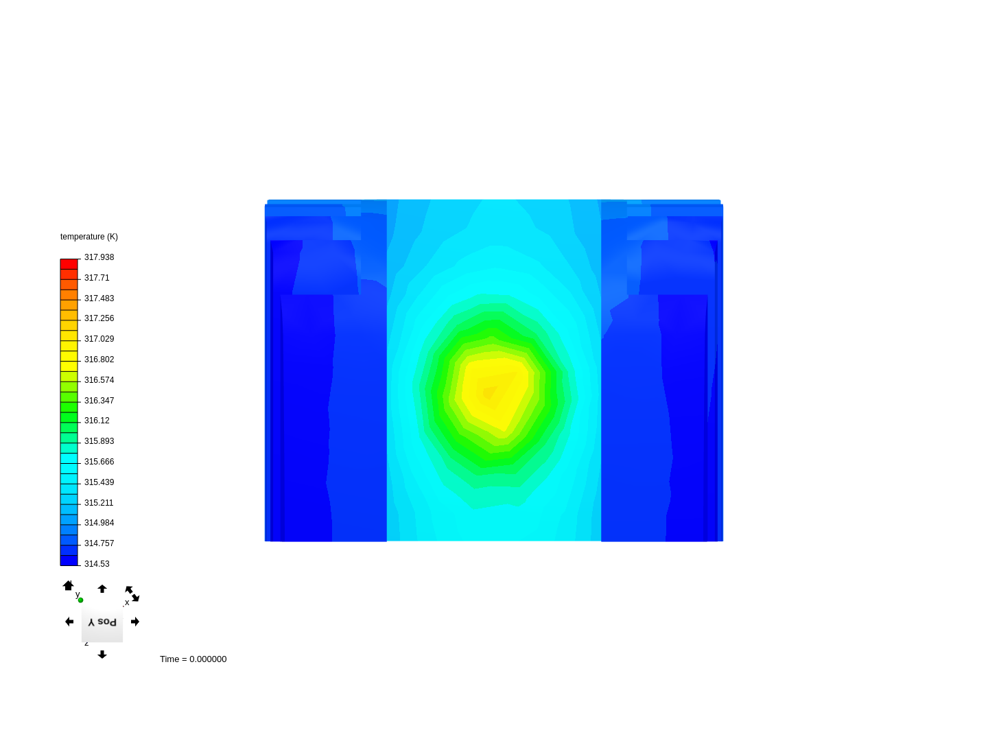 test dissipateur final V1 coupure horizontale une face only Conv 12, temp 28, cond 1e5 image
