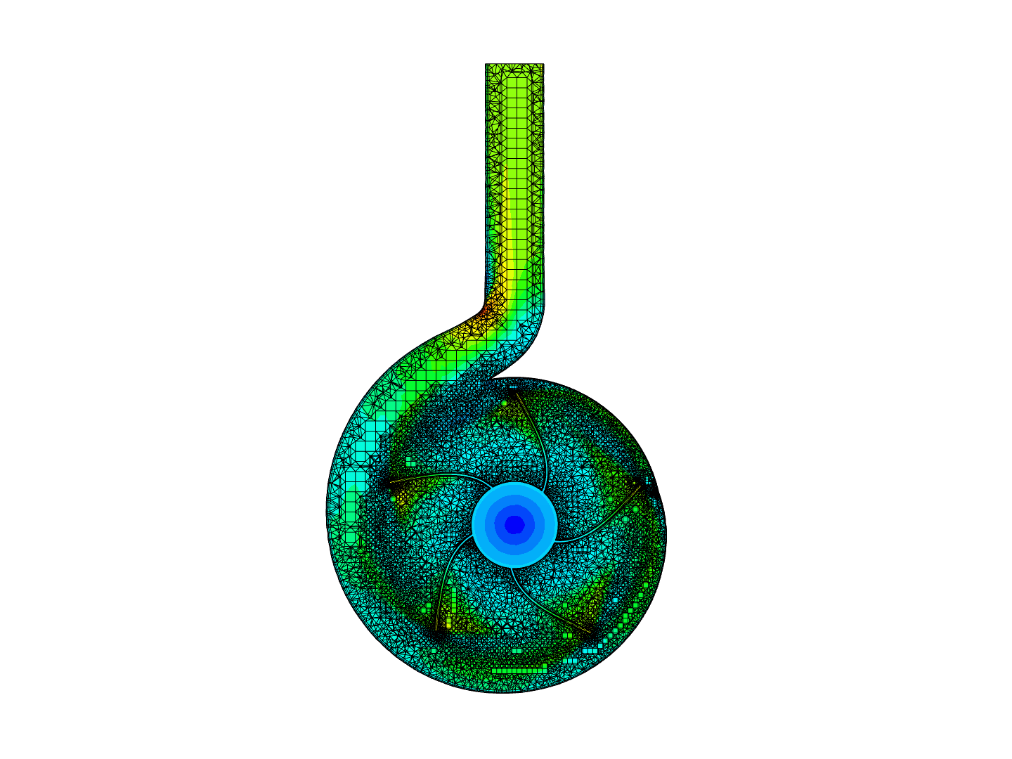 CFD simulation through a centrifugal pump. - Copy image