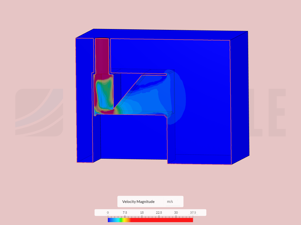 CFD of a hood higher baffle angle and a closed off image