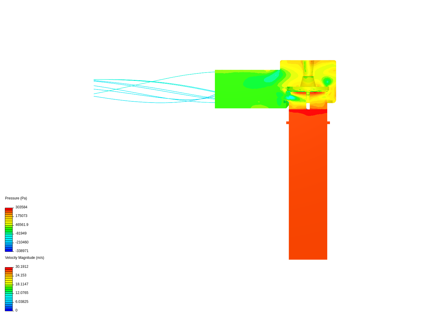 Fluid flow through a valve- tutorial image