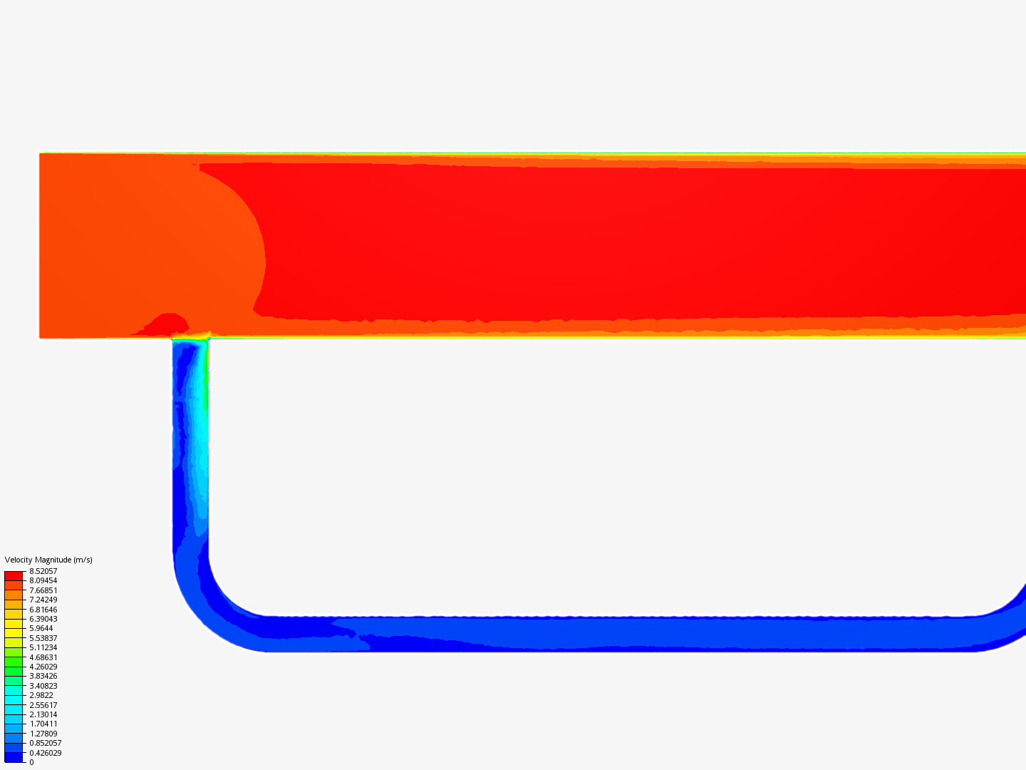 Pipe junction flow (6in to 1in, 90deg bend) image