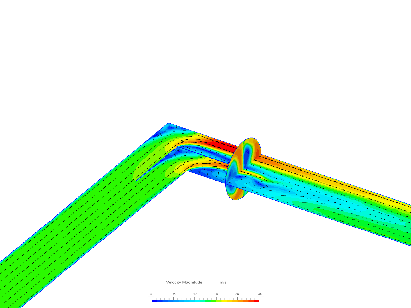 CFD pipe flow near sharp bends image