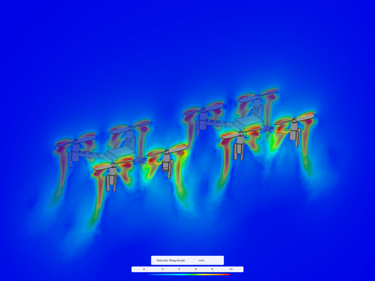 CF Simulation of Two Quadcopters Hovering - Transient Incompressible image