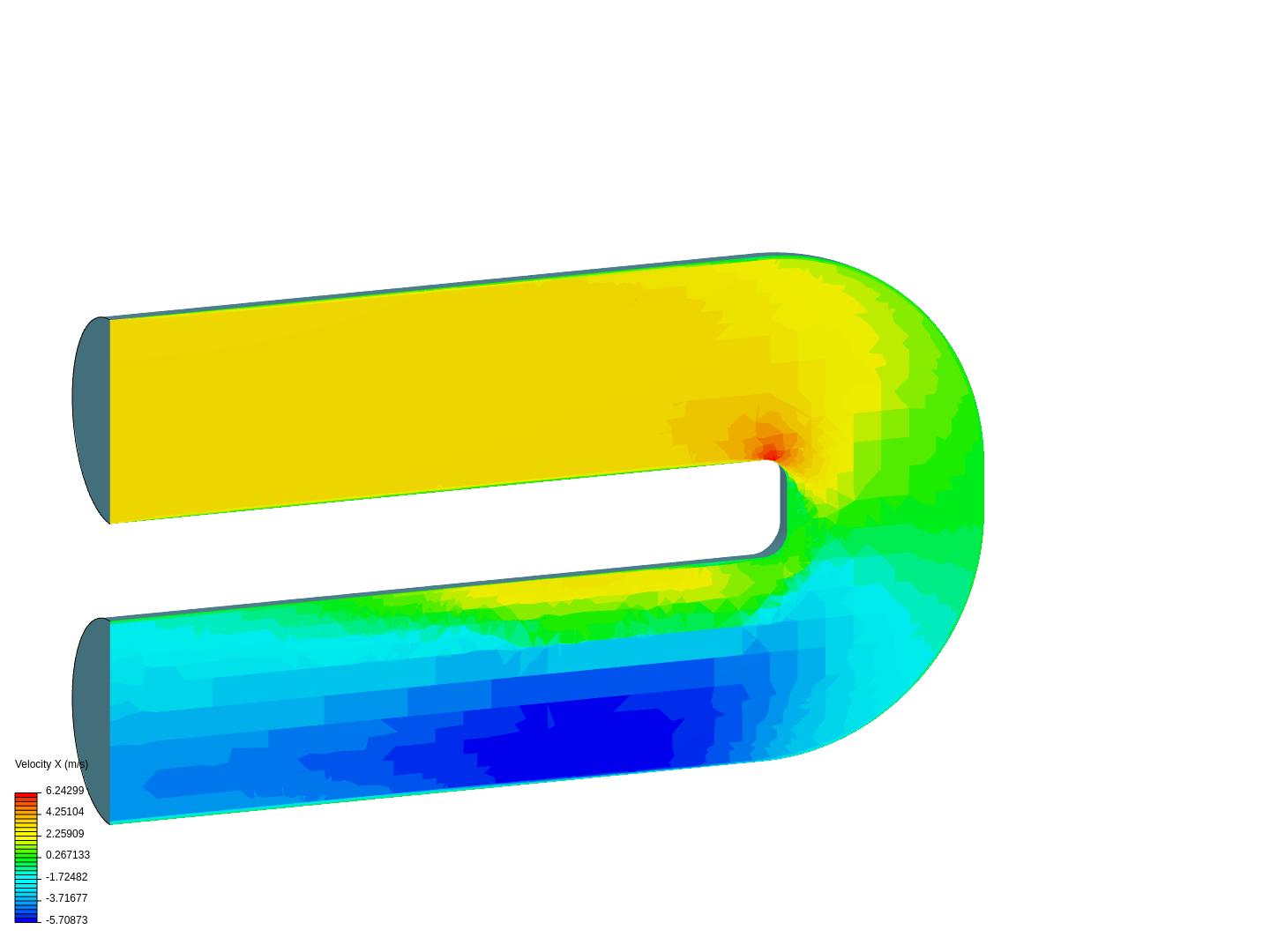 Airflow in a 180 degree Pipe- CFD image