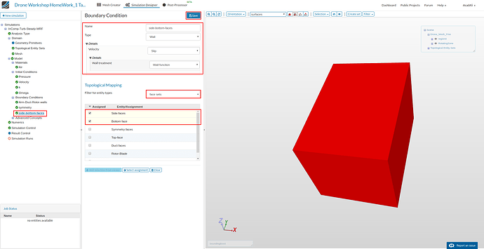 New Slip-wall condition for the Side/Bottom Faces diy drone design simulation setup, slipwall boundary condition