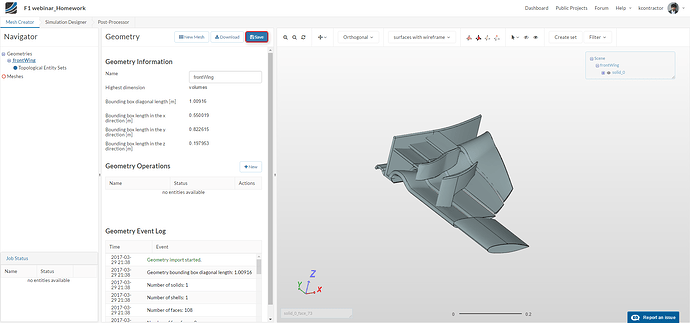 Your geometry is now ready to be meshed f1 aerodynamics, front wing geometry upload