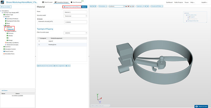Import from material library drone workshop, drone design, add materials