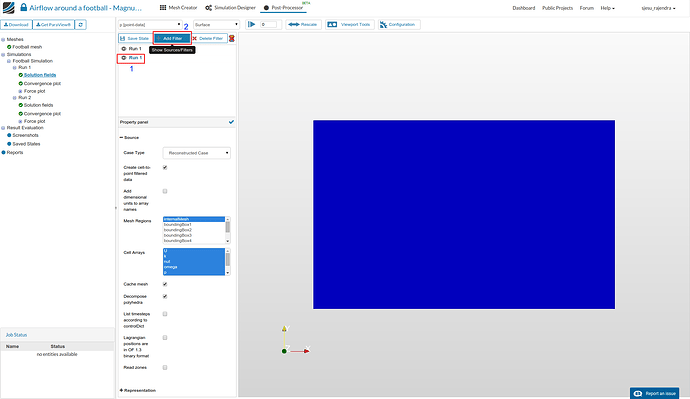 magnus effect simulation setup, post processing setup