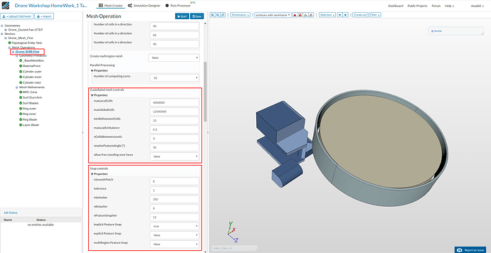 Make sure the corresponding values are as shown in the figure drone workshop, drone design, mesh refinement