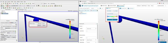 Rescale the von Mises stress values beckham rocket kick simulation setup, von mises stress