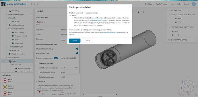 mesh operation failed