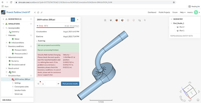 Simscale error 06 August 2021