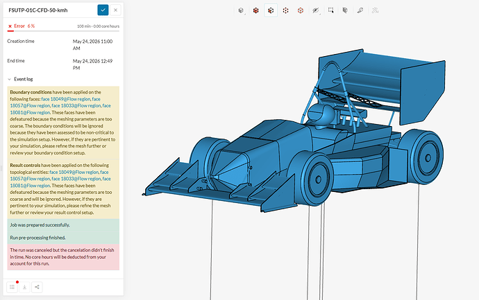 SimScale Cancellatio Error M2 (CFD)