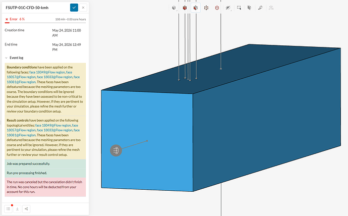 SimScale Cancellatio Error M1 (CFD)