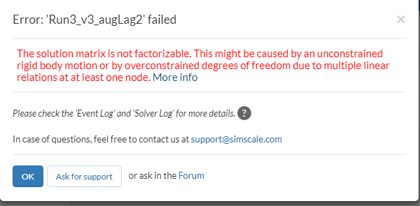 Run error augmented Lagrange