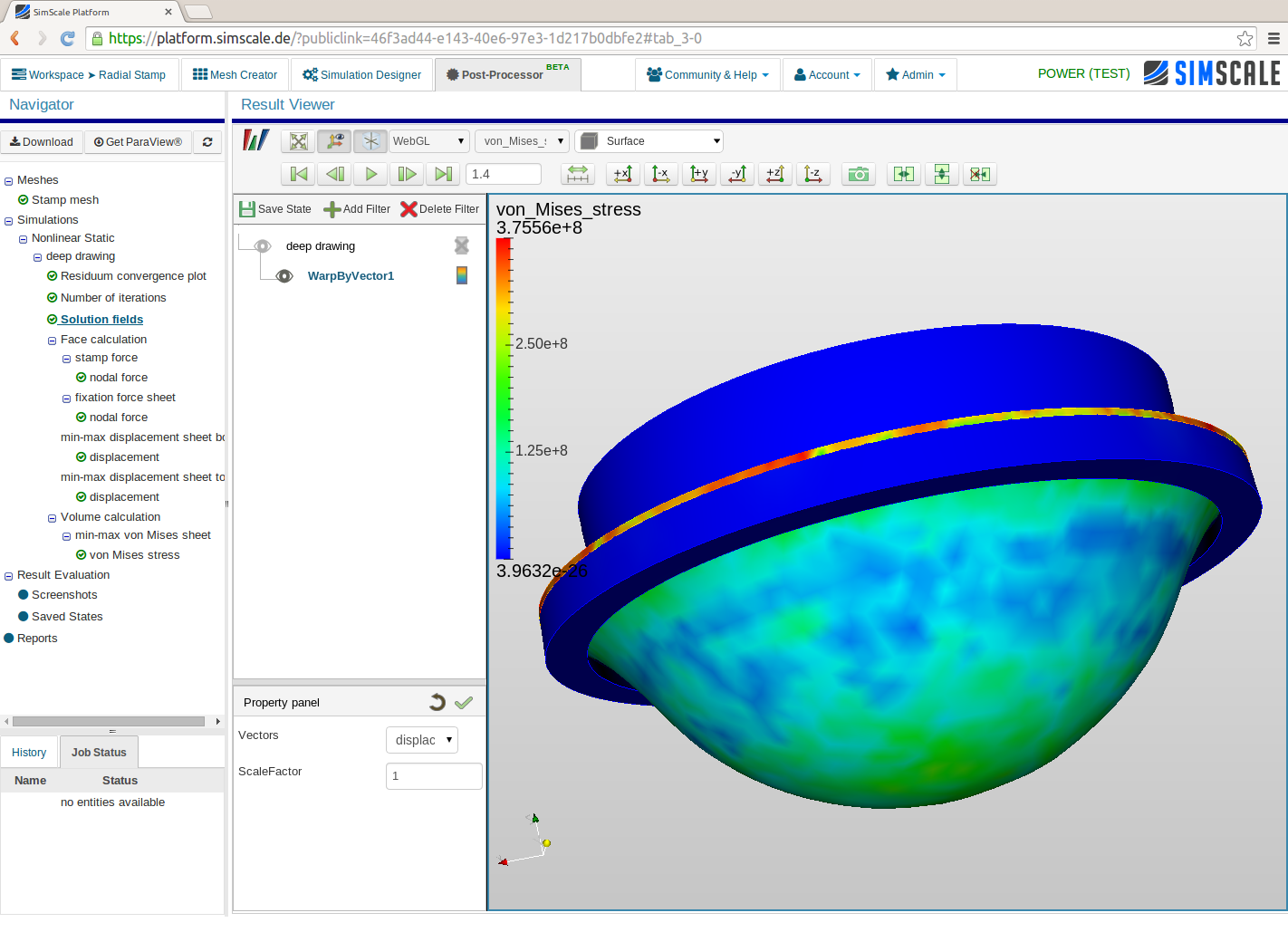 FEA of Deep Drawing Process with a Radial Stamp by rszoe...
