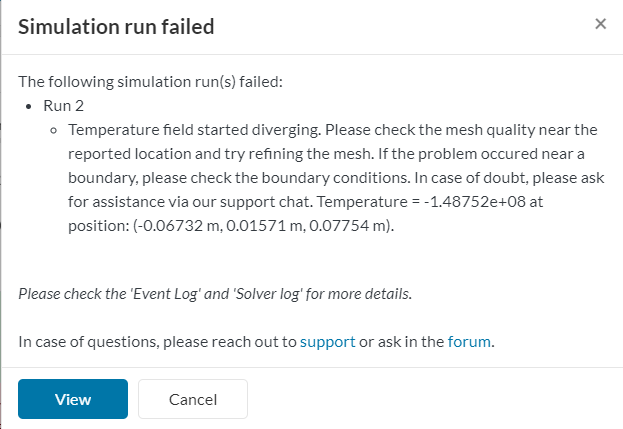 simulation run failed