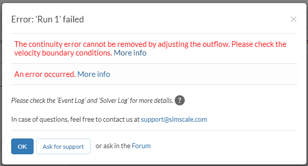 Continuity Error - Project Support - SimScale CAE Forum