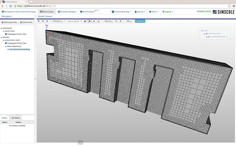 server room cooling Cut View of the Hex-Dominant Mesh