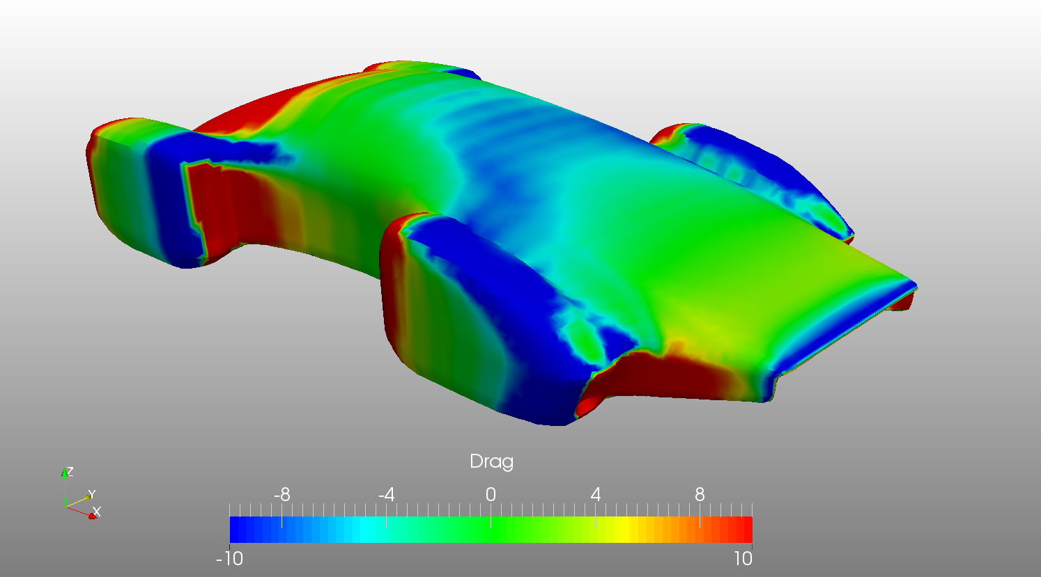 Drag visualization - car simulation with SimScale - aerodynamics post-processing