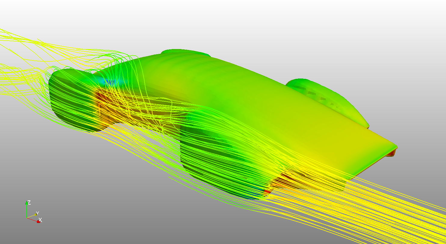Pressure field on the surface of a futuristic car body - Car simulation with SimScale
