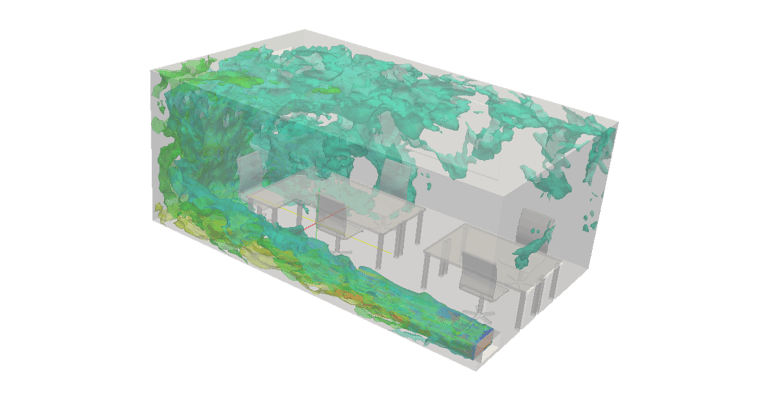 Gas distribution in an office CFD analysis