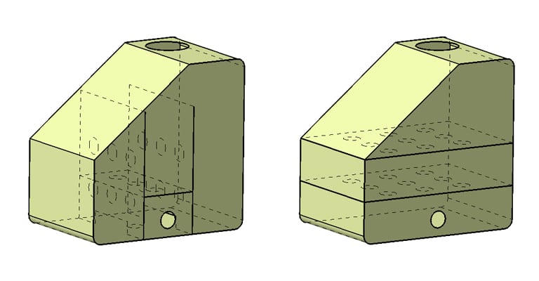 Two design versions of a fuel tank for a Formula SAE car