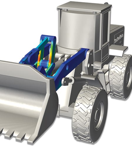 structural analysis of a wheel loader arm carried out with SimScale