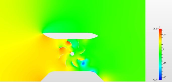 water turbine optimized design pressure field simulation