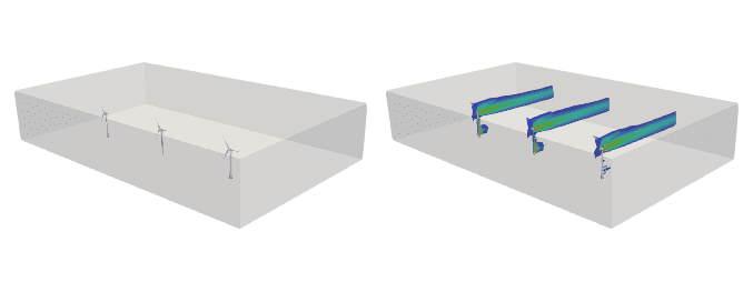 Horizontal placement of wind turbines and wind turbine wakes simulation with cfd software