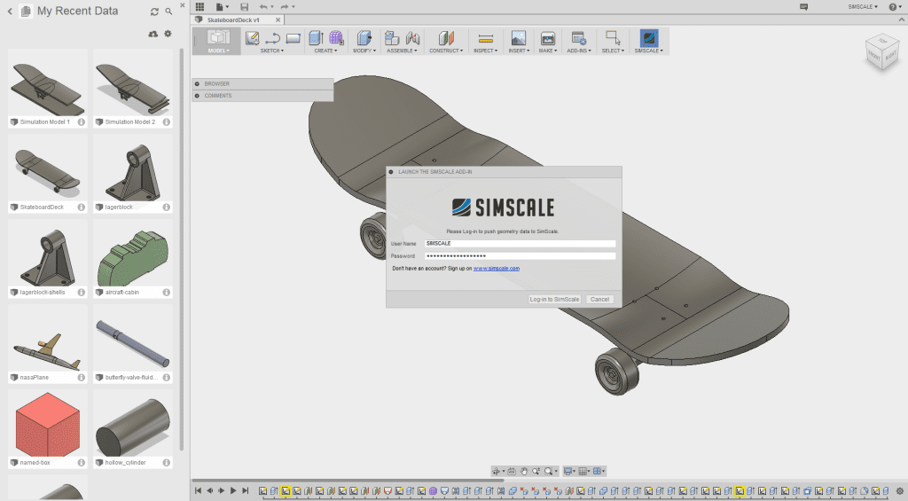 autodesk fusion addon simscale login