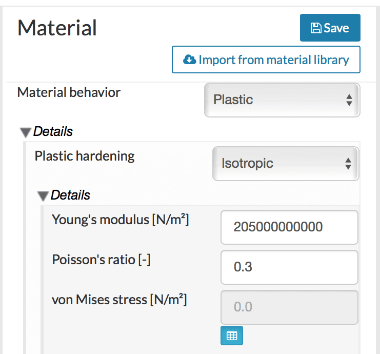 Input for plastic material in SimScale