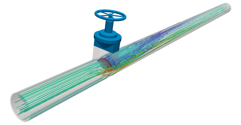 CFD analysis of a gate valve carried out with SimScale