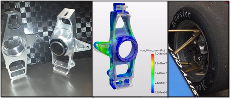 Fastway Formula Student car wheel upright FEA simulation