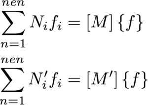 Summation as matrix product finite element method Equation interpolation function