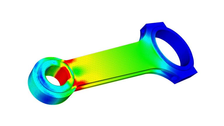 Finite element analysis of a connecting rod carried out with the SimScale cloud-based platform