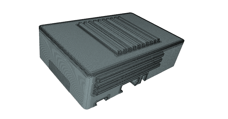heat sink design mesh of an electronics enclosure created with SimScale