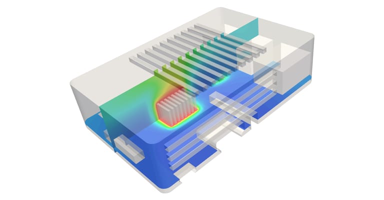 passive cooling conjugate heat transfer simulation of a heat sink carried out with SimScale