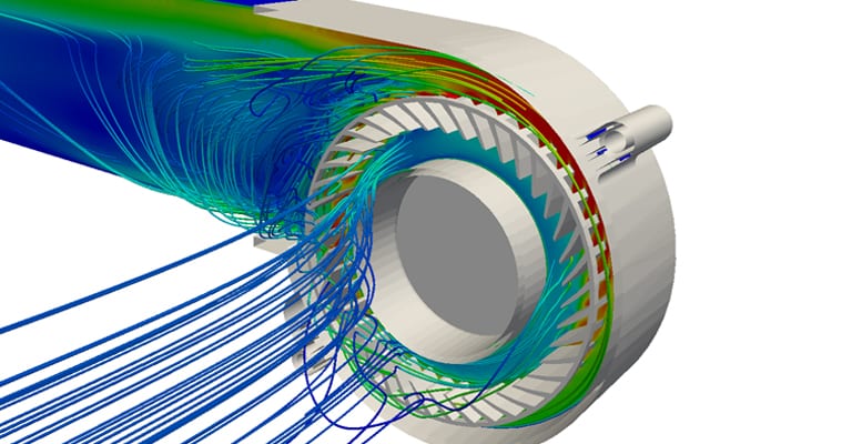 centrifugal fan velocity streamlines airflow CFD analysis, squirrel cage fan