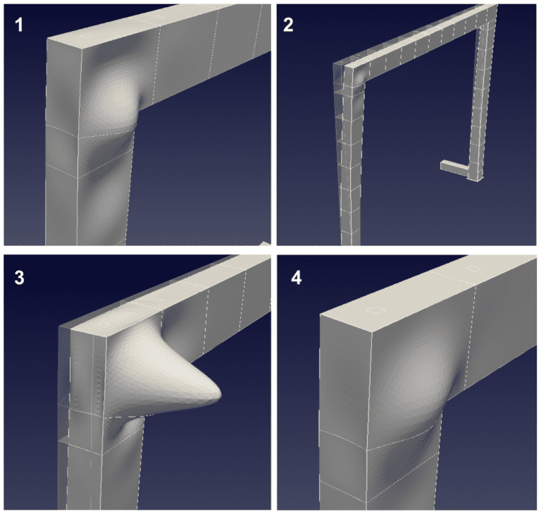 rubber tyred gantry crane or RTG crane mode deformation shapes