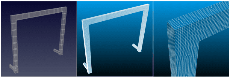 rubber tyred gantry crane or rtg crane finite element mesh generation for finite element analysis (fem analysis)