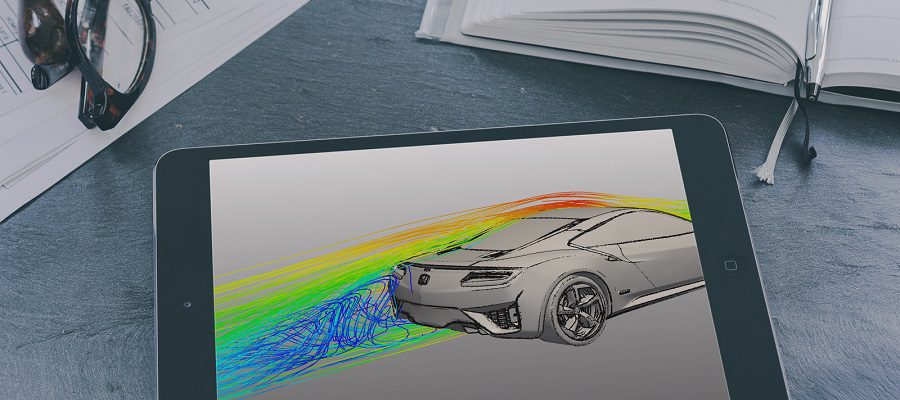 industrial design process with simulation software - sports car cfd analysis on an iPad