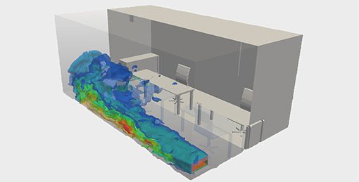 Simulation results for contamination distribution within a room