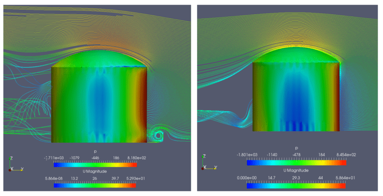 tank farm wind load analysis pressure distribution and streamline flow simulation