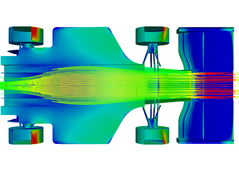 formula student race car airflow from the front wing to the undertray and diffuser