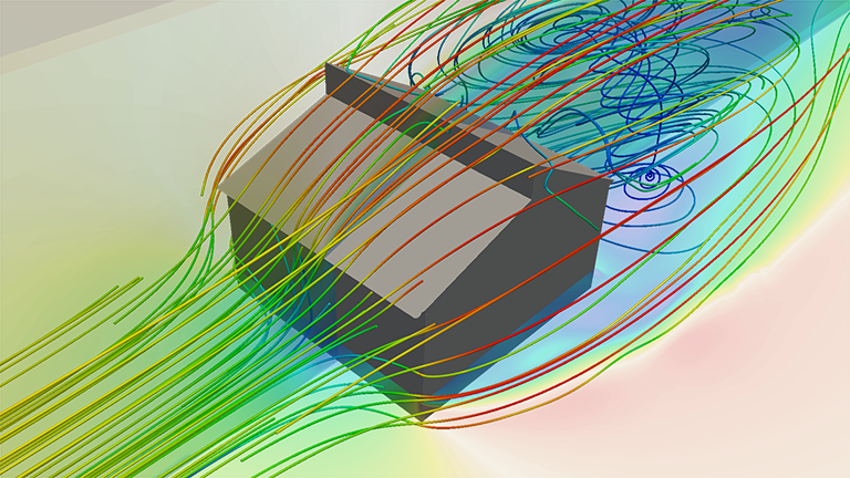 CFD analysis of turbulent flow over a house carried out with SimScale
